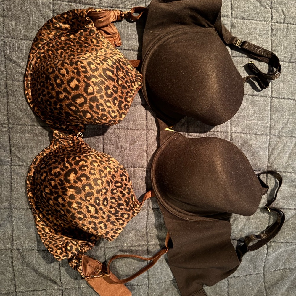 Leopard and Black Bra Set